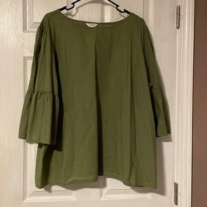 Time and tru green shirt, bell sleeves